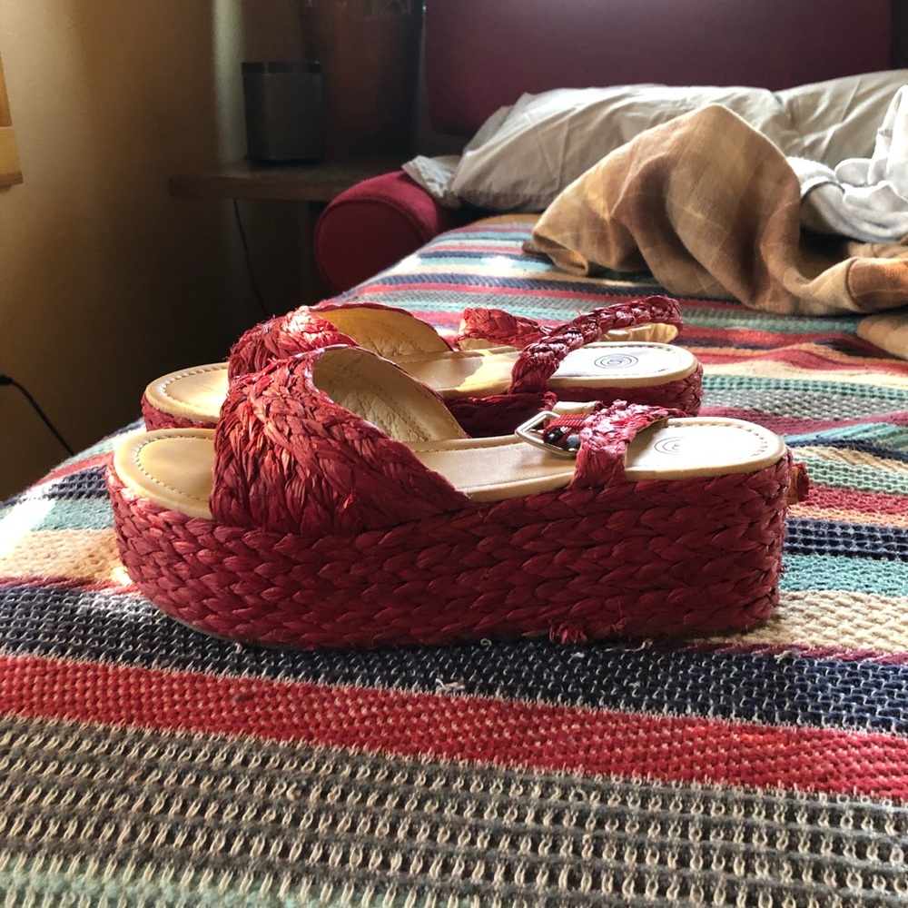 Red platform sandal